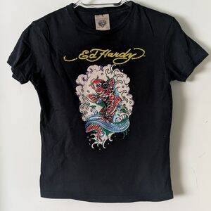 Ed Hardy Black Graphic T-Shirt